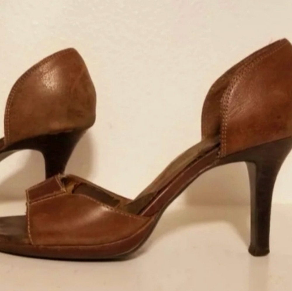 Kenzie Open Toe Leather Heels
